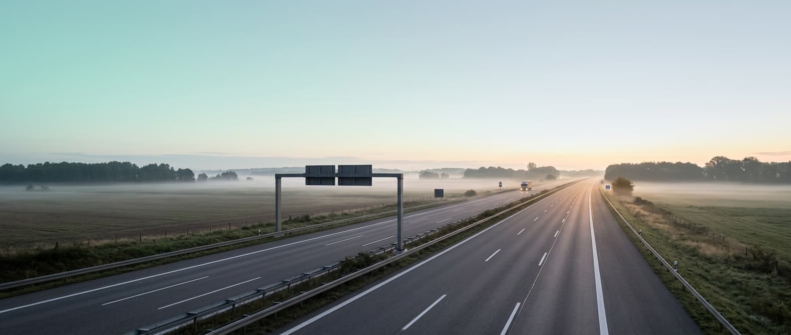 Autobahn A11 im Morgenlicht Richtung Nordosten
