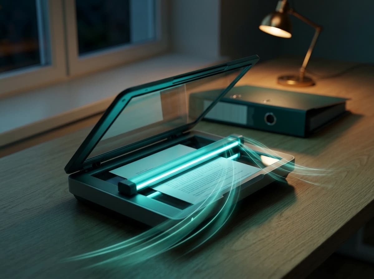 Geschäftsbrief läuft durch den Dokumentenscanner und wird digitalisiert
